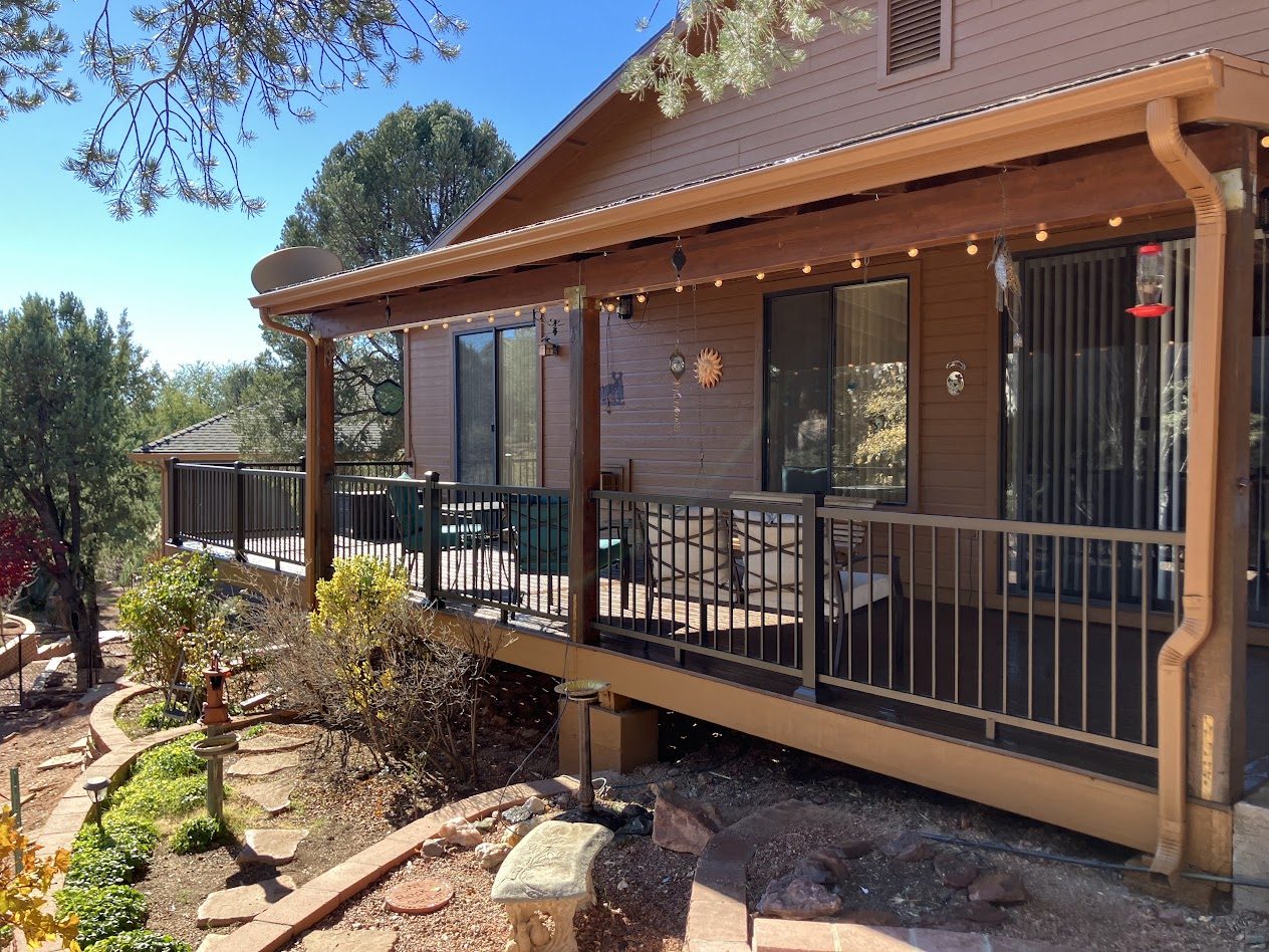 Covered composite deck built by Gila Home Solutions in Payson, Arizona